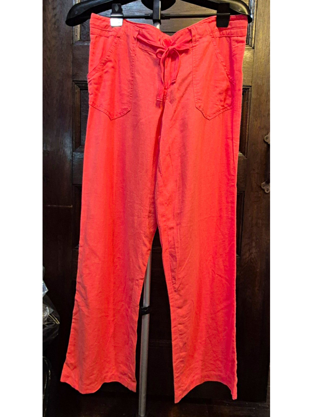Jolt Juniors Orange Solid Linen Rayon Drawstring Button Pants Size 5
